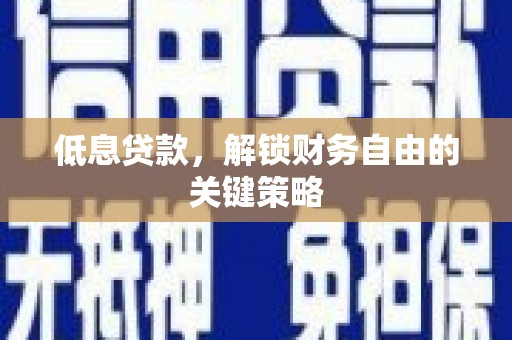 新社低息贷款，解锁财务自由的关键策略