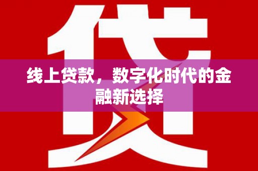 新社线上贷款，数字化时代的金融新选择