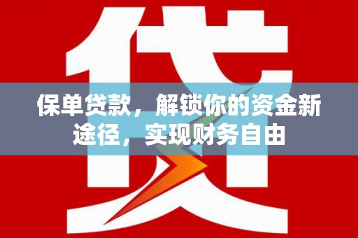新社保单贷款，解锁你的资金新途径，实现财务自由