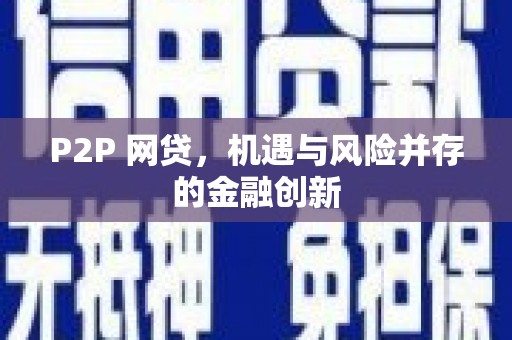 新社P2P 网贷，机遇与风险并存的金融创新